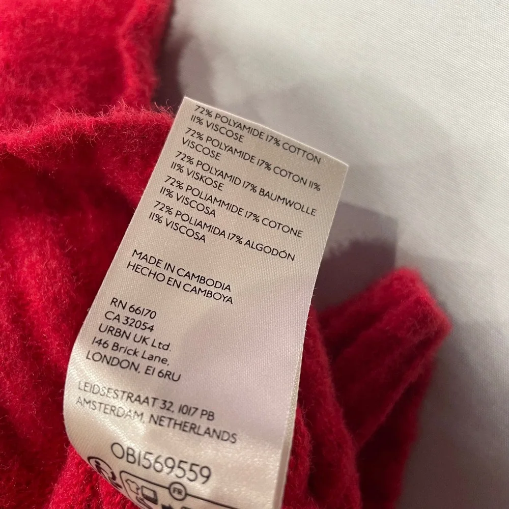 Free People‎ Red Mock Neck Oversized Fuzzy Knit Sweater OB1569559 Womens Size M